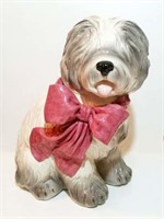 Ceramic Sheepdog Figurine with Bow