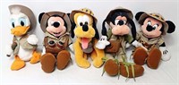 5 Stuffed Disney Characters in Safari Dress