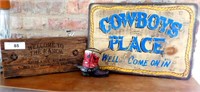 2 Signs Cowboys/Ranch & Boot Pottery w/