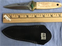 Bone handled knife, "Assassin" 7" long leather she