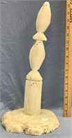 Ivory totem halibut, 17" tall by Dennis Pungowiyi