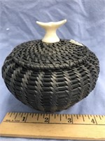Baleen basket, by James Omnik Sr. 4.5" with whale'