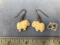 Pair of musk ox earrings by Robert Kokuluk
