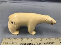 5" Walrus ivory polar bear by Peter Mayac, largest