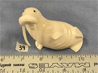 Wonderful bull walrus with inset baleen eyes, over