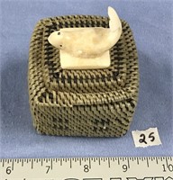 Extremely rare square baleen basket 2.5" x 3" tall