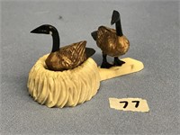 Leonard Savage pair of Canadian geese with ivory e