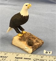 Fred Pushruk bald eagle on fossilized ivory base,
