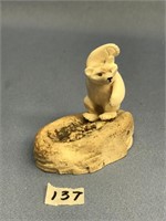 Jim Bell ivory bear on fossilized ivory base 3" lo