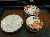 Group of Pumpkin/ Fall Plates- New- Total 19