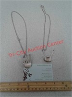 2 silverware art necklaces