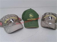 3 ball caps / hats - John Deere tractor and