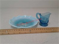 Blue pitcher and blue dish