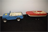 TONKA JEEP WITH TRAILER AND BOAT