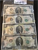 Series 1976 Green Seal Two Dollar Bills