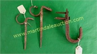 (3) Vintage Iron Hooks