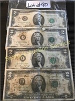Series 1976 Green Seal Two Dollar Bills