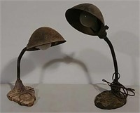 2 Art deco cast iron base desk lamps
