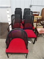 Set of 6 chairs and one barrel chair