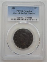1822 LARGE CENT PCGS XF  KEY DATE