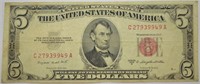 5 DOLLAR US NOTE  RED SEAL