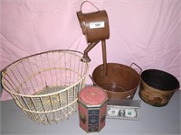 Vintage egg basket and miscellaneous Decor items