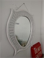 Vintage mirror with wicker frame