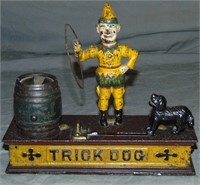 Hubley Cast Iron Mechanical Trick Dog Bank