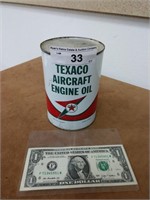 Vintage Metal Texaco aircraft engine oil can full