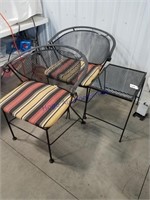Wrought iron chairs and table