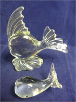ART GLASS FISH AND WHALE