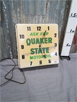 Quaker State motor oil lighted clock