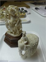 2 CARVED IVORY PIECES