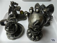 4 PEWTER MYTHS AND MAGIC FIGURES