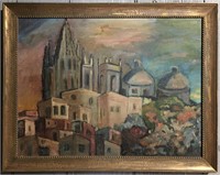 Oil On Canvas City Scene