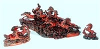 3 Piece Red Resin Wild Horse Stampede Good Luck