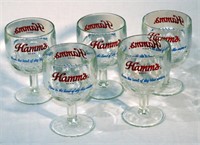 5 Hamm's Beer Goblets Nice Shape