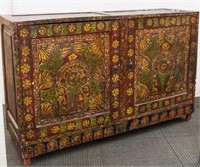 Tibetan Storage Cabinet, Antique Hand-Painted Wood