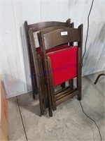 3 wood, padded folding chairs