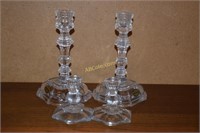 Pair of lead crystal candle holders tall and pair