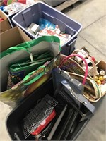 Christmas items, basket, pans