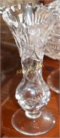 Lead Crystal bud vase, crystal covered compote,