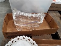 Clear glass covered wagon dish