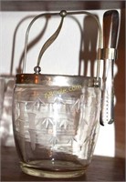 8 ice buckets to include etched bucket w/ lid and