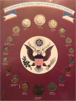 USA 20TH CENTURY SILVER COIN SET FRAMED