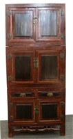 Chinese Wood Cabinets, Red-Stained & Black Lacquer