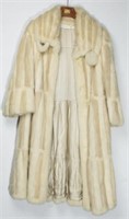 Vintage Mink Fur Coat, White- & Cream-Striped