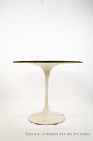 White Tulip Table, Metal Base