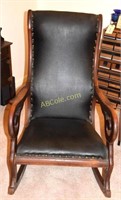 Black leather rocking chair