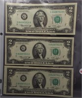 (6) $2 Sequentially Number Notes. Ending in 10-13